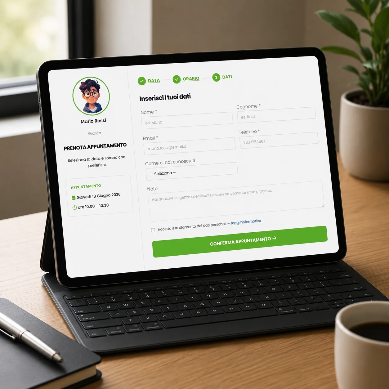 App - Inserisci i dati e conferma