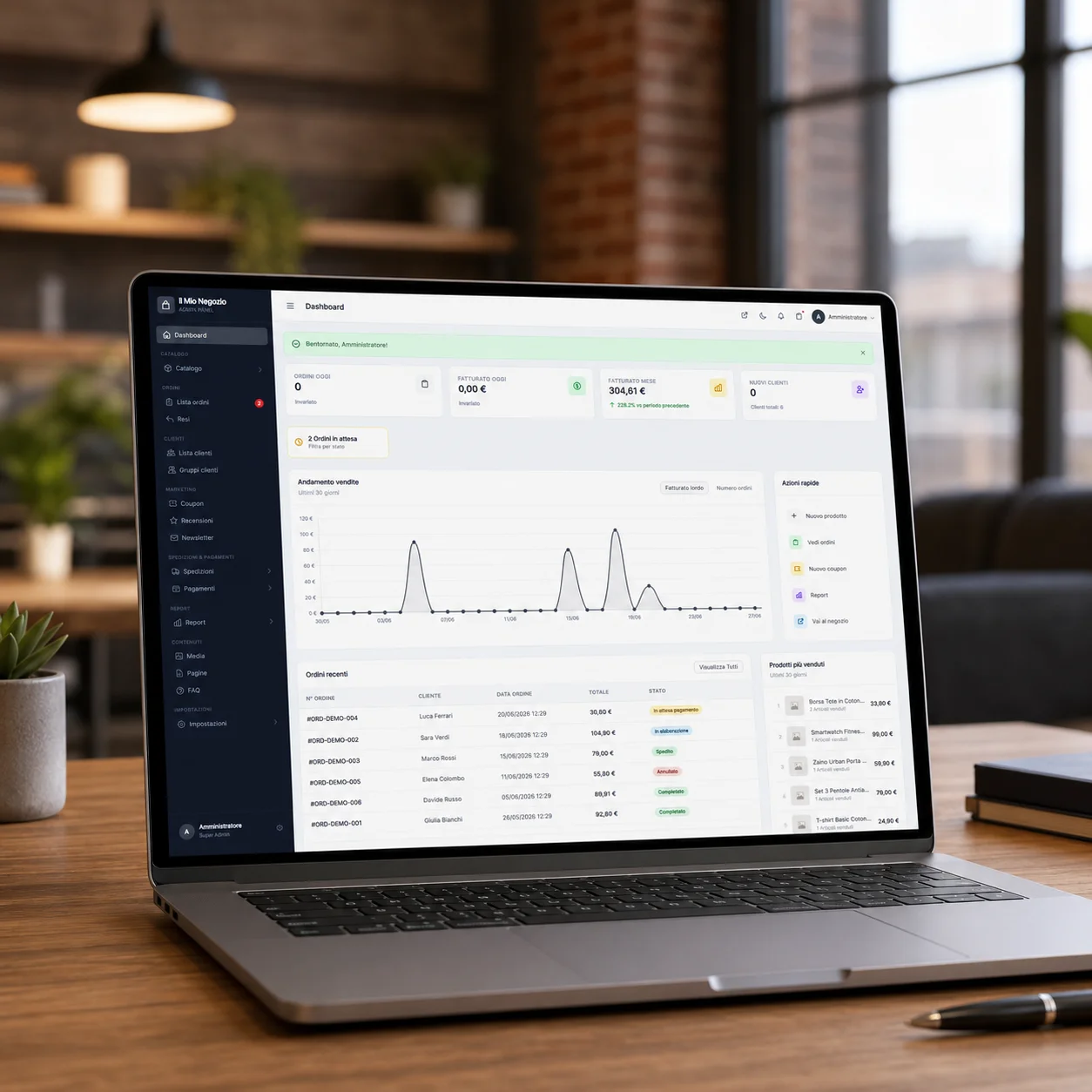 Dashboard: vendite