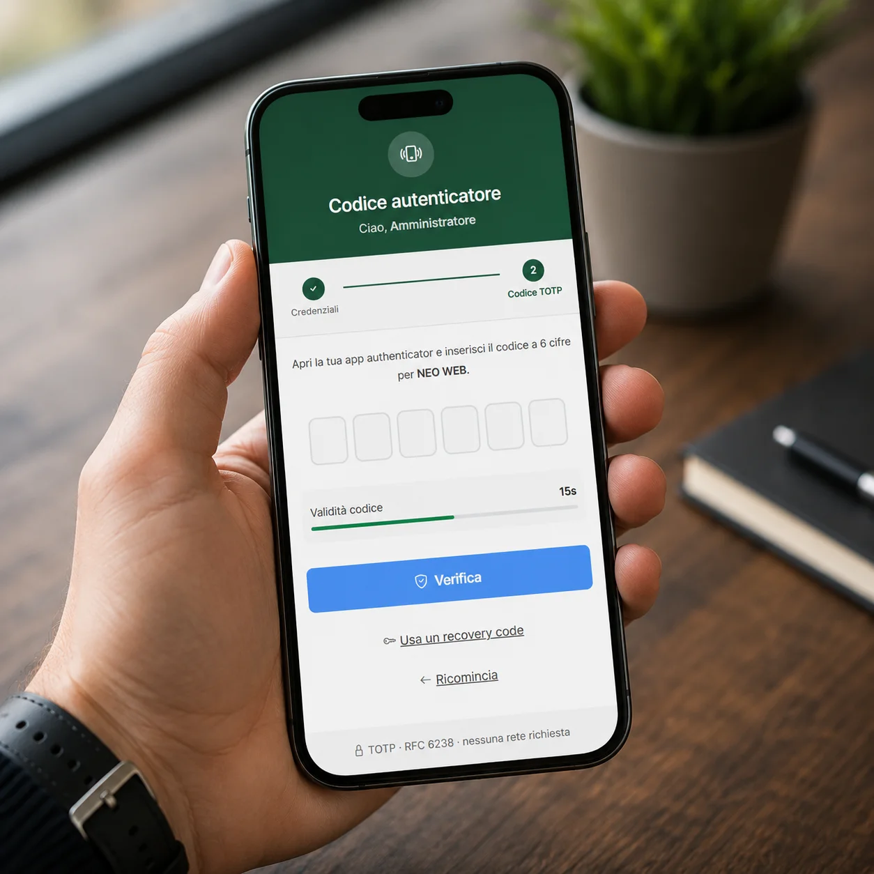 Inserisci il codice di verifica