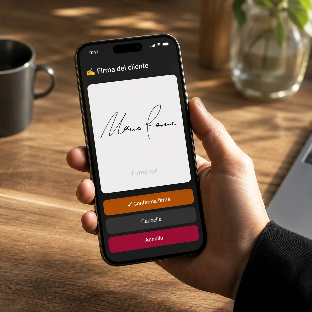 Acquisizione firma grafometrica del cliente.
