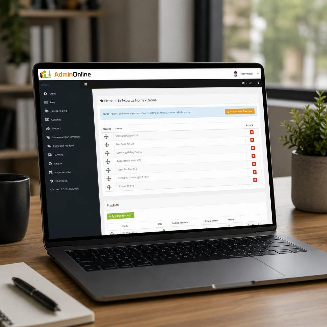 Amministrazione - Gestione catalogo prodotti